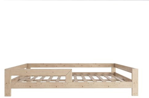Need Sleep Montessori Bett Kinder Kinderbett 120x190 cm mit Rausfallschutz und Lattenrost Juniorbett Kleinkind Klienkindbett ab 2 Jahre niedrig für Mädchen und Jungen aus Holz