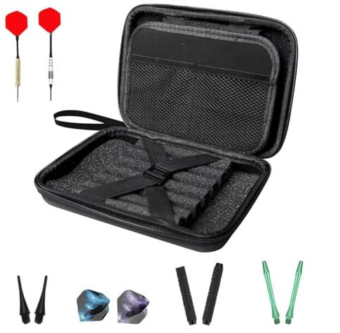 Liebesblume Darttasche, Dart Case, Dartt Etui Schwarz | Dartpfeile Tasche für 12 Darts Professioneller Dartkoffer mit Eva-Schutz & Traggriff, Portable für Dart Zubehör