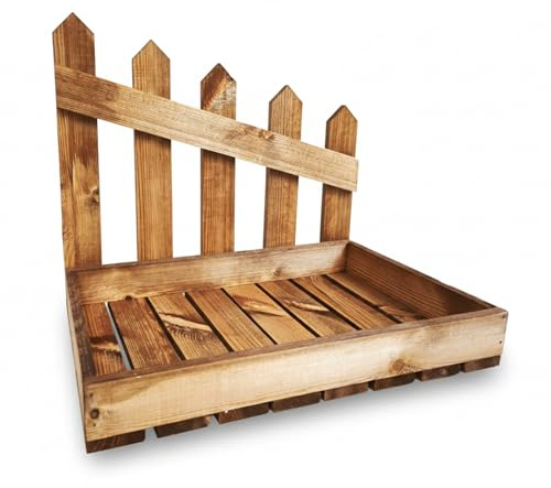 GoodFreshDecor Scatola di legno di Natale con recinzione, 40 x 26 x 35 cm, decorazione in legno, per calendario dell'Avvento, composizione in legno di pino, marrone