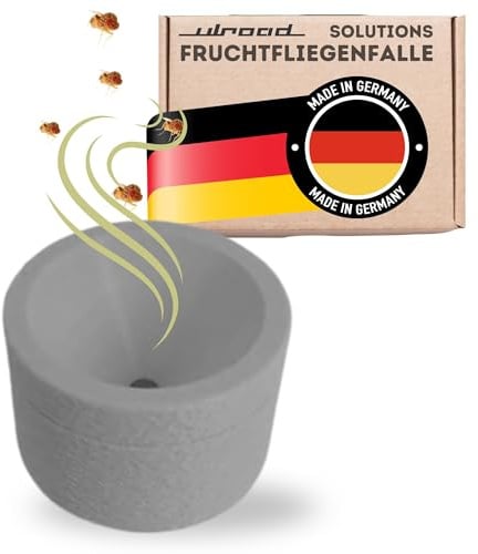 ULROAD Fruchtfliegenfalle OHNE Gift & Chemie I Made in Germany Lebendfalle für Küche Bad Wohnmobil Obstfliegenfalle wiederverwendbar Falle Fruchtfliegen Aufsatz für Glas Lockstoff (1, Grau)