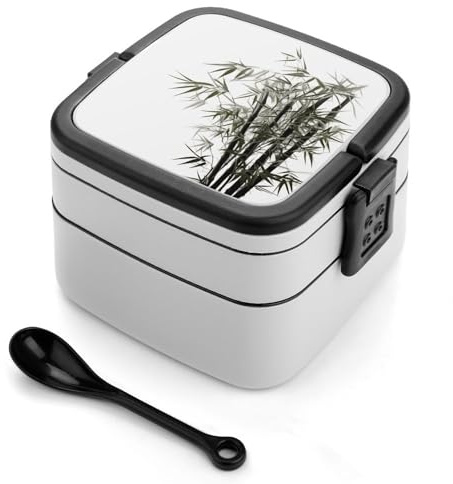 SMAZDFXX Boîte à bento asiatique en bambou, grande capacité, portable, pour adultes, avec poignée et cuillère, idéale pour le travail, les voyages et le camping.