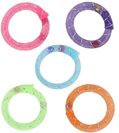 Gutol 5 Stück Katzen-Donutringe mit Glöckchen, weiches Netz-Kätzchenspielzeug für Hauskatzen, leichtes Katzenspielzeug in lustigen Farben, zum Schlagen und Jagen