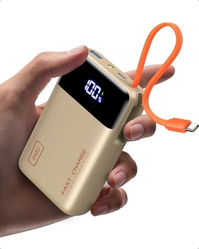 INIU 45W Fast Charging Power Bank, 20000mAh Small Travel Portable Charger | Flight-Safe, Built in USB C Cable, Travel Essential, Battery Phone Pack for iPhone 17 16 Pro, Samsung S26, Xiaomi, iPad etc