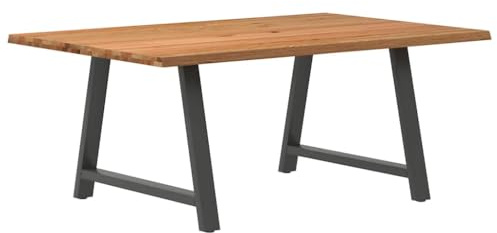 HETFTJN 180x120 cm Massiver Eiche Esstisch mit Baumkanten Plattentisch Modernes Design Robuste Tischplatte für Esszimmer Küche Wohnzimmer