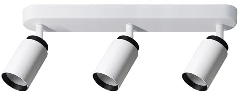 EDO Deckenstrahler GU10 MALGA DUO, 3 Flammig, Deckenlampe Weiß-Schwarze, Drehbar Spotbalken, Deckenleuchte Schwenkbar, Wandstrahler, Spot, Downlight, Lampe für Schlafzimmer, Küche, Wohnzimmer