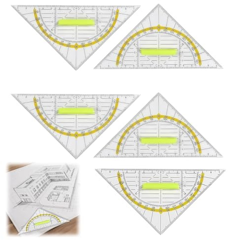 5-er Geodreieck Mit Griff,Geodreieck Flexibel 16 Cm,Geodreieck Klein,Dreieck Lineal,Geodreieck Für Den Einsatz Im Schulbüro,Transparent