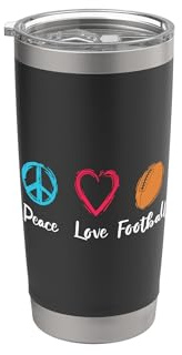 Peace Love Football - Calciatore americano Bicchiere termico in acciaio inox doppia parete