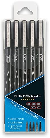 PRISMACOLOR Premier Fine Line Markers, Black, 5/Set