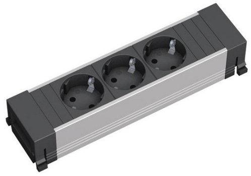 Bachmann 317.100 Steckdosenbox Power Frame Cover 3fach Schuko L: 256,6 mm, B: 87,1 mm Alu