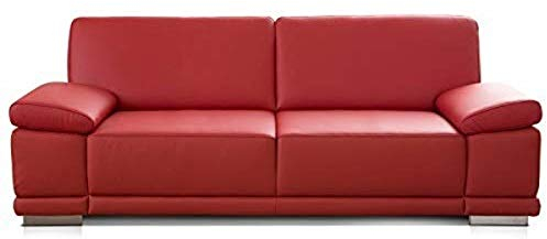 CAVADORE 3,5-Sitzer Sofa Corianne in Kunstleder / Große Couch Lederoptik in hochwertigem Kunstleder und modernem Design / Mit verstellbaren Armlehnen / 248 x 80 x 99 / Kunstleder rot