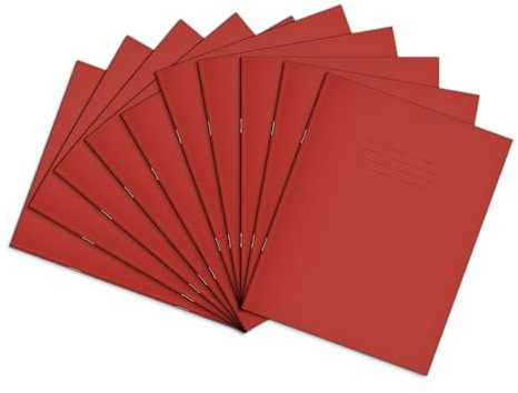 Rhino F8 M Übungsbuch 9 x 7 48 Seite Heft – Rot (10 Stück)