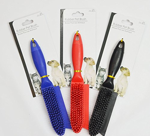 Rubber Pet Grooming Hair Removal Brush (Red)