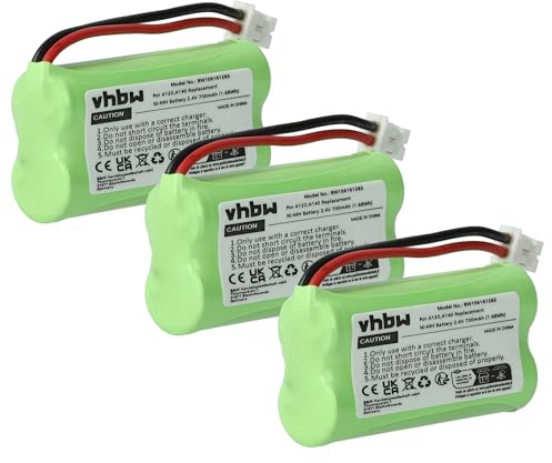 vhbw 3x NiMH batteria 700mAh (2.4V) per telefono cordless Siemens Gigaset A140 bianco, A145, A16 sostituisce V30145-K1310-X359, V30145-K1310-X383.