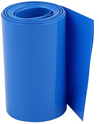 sourcing map 95 mm Flache Breite 2,1 m Länge PVC-Schrumpfschlauch Blau für 18650 Akkupack