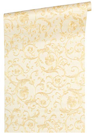 Baroque Wallpaper with Ornaments Versace 3 Non-Woven Wallpaper 10.05 m x 0.70 m Gold Creme Beige Made in Germany 343261 34326-1