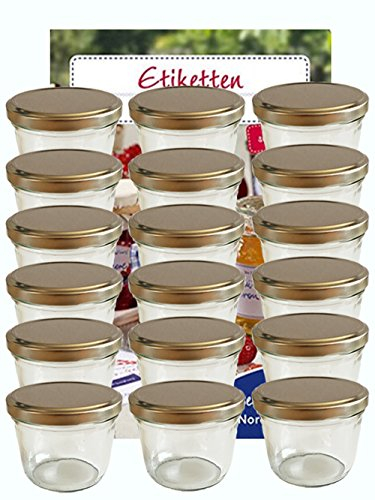 hocz 25x Marmeladengläser 230 ml Set | Deckel Silber TO 82 | mit Etiketten NZ | Einmachgläser mit Schraubdeckel zum befüllen | Sturzgläser für Marmelade | Schraubgläser | leere Gläser | 25 Stück