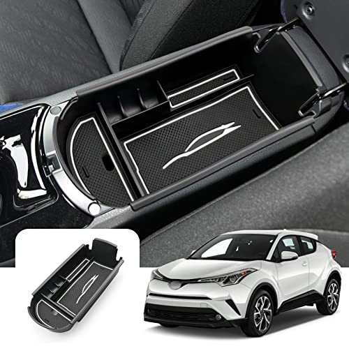 LFOTPP Car Armrest Organizer for T*oyota C-HR CHR 2016-2022, Center Console, CHR Armrest Tray, Glove Compartment Storage Box Interior Accessories (White)