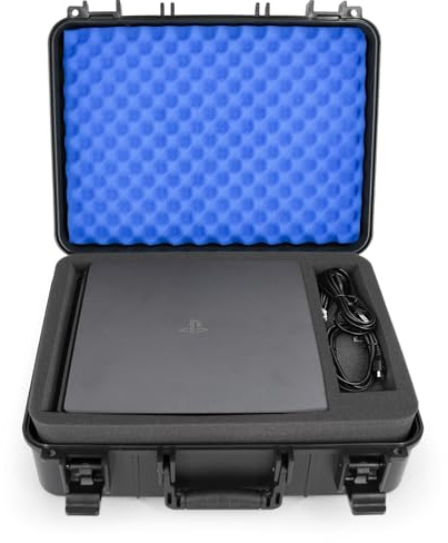 CASEMATIX Travel Case Bag Compatible with PlayStation 4 Slim 1TB Console and Accessories such as Controllers, Games, Cables, Will Not Fit Other PS4 Models, Includes Case Only