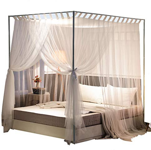 Mengersi - Moskitonetz für Einzelbett, 4 Ecken, für Mädchen, Jungen, Erwachsene, Weiß