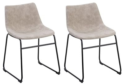 Set 2 Chaises Rétro Tapissées en Tissu Beige avec Pieds en Acier Noir Idéales pour Salle à Manger Vintage ou Nordique et Salle de Conférence Beliani