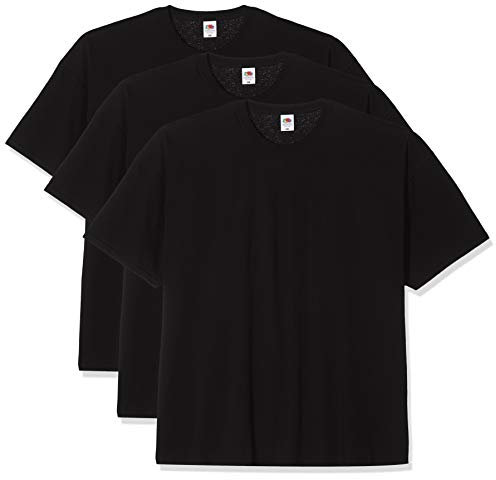 Fruit of the Loom Men's Valueweight Tee, 3 Pack Regular Fit Crew Neck Short Sleeve 3 T - Shirt, Black (Black 36), XXXX-Large (Manufacturer Size:4XL)