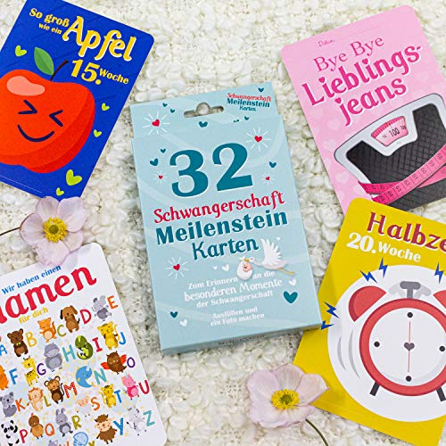 Meilensteinkarten Schwangerschaft 32 Stück Set für Jungen und Mädchen Die schönsten Momente während der Schwangerschaft Skorpion Milestone Cards