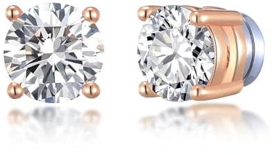 Philip Jones Rose Gold Plated Round Magnetic Clip On Stud Earrings Created with Zircondia® Crystals