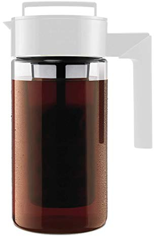 Takeya Tritan Cold Brew Coffee Maker - Airtight Pitcher with Leak-Free Lid - BPA-Free Cold Brew Maker with Silicone Handle - Dishwasher-Safe Pitcher for Homemade Cold Brew - 1 Quart, White