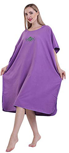 Badeponcho, Surfponcho, Ultraleicht Handtuch Badetuch Poncho, Strand Umziehhilfe, Schnelltrockend Bademantel aus Mikrofase für Damen Herren Kinder 90 * 110cm (Lila)