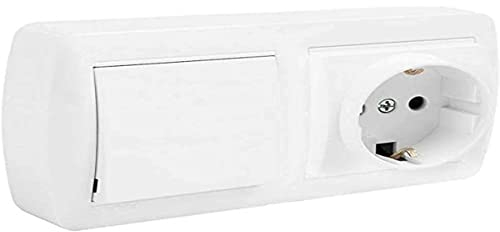 SOLERA BASE DOBLE BIPOLAR CON T/T LATERAL + CONMUTADOR DE CRUCE Y CON OBTURADOR 148X72X28MM S. MURAL