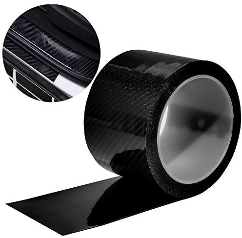 Protezione Paraurti Auto, Adesivo Soglia Auto Nero Universale, Auto Protezioni Sottoporta Fibra Carbonio, Protezione Nastro Auto Paraurti Gomma (7cm*500cm)