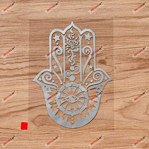 Hamsa Hand Khamsa Aufkleber Sticker Vinyl Fatima Arabisch - Silber 15,2 cm - für Auto Boot Laptop konturgeschnitten ohne Hintergrund
