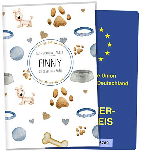 OLGS EU-Heimtierausweis Hülle Lovely Pets Tierausweis Schutzhülle Geschenkidee personalisierbar mit Namen und Geburtsdatum (foodbowl, EU-Heimtierausweis personalisiert)