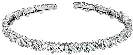 Heideman Armspange Malu Damen - Aus hochwertigem Edelstahl silber farbend poliert Armband mit Steinchen besetzt für Frauen mit funkelndem Stein weiss Glitzer