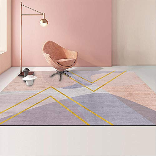 Kunsen Carpets kids bedroom Slip purple pink geometric design does not fade carpet carpet tiles for stairs kitchen carpets non slip washable 180X280CM