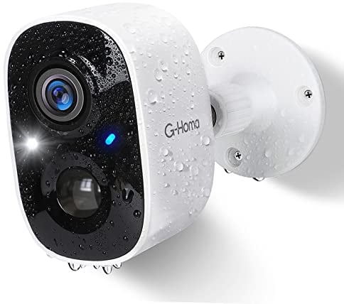 G-Homa Caméra Surveillance WiFi Extérieure sans Fil Batterie, HD Intérieure IP 2K avec Vision Nocturne Couleur, Détection de Mouvement PIR, Détection AI, Audio Bidirectionnel, Sirène, IP65 étanche