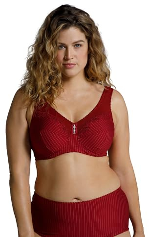 Ulla Popken Damen Entlastungs-BH, ohne Bügel, Strassanhänger, Cup C - G BRA, dunkelrot, 95G