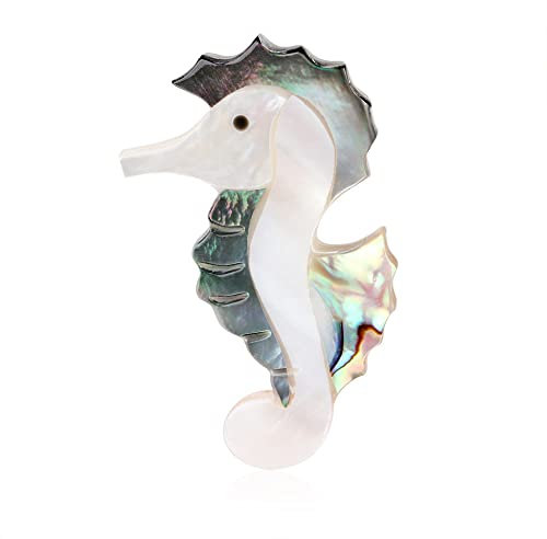 Mode Mignon Hippocampe Broches Épingles En Coquille D'Ormeau Naturel - Animaux Créatifs Badge Costume Manteau Chemise Accessoires, Bijoux De Charme À La Mode Banquet Robe De Soirée Corsage Filles