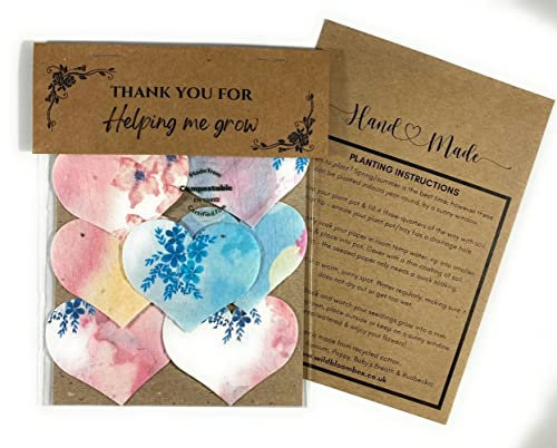 Teacher Thank You Gift. Plantable Wildflower Hearts. Handmade, Eco Friendly. Teaching Assistant, Nursery Staff, School, End of term present. for helping me grow. Rainbow Coloured, multicoloured