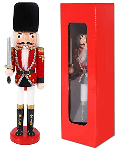 Jodsen Decoraciones de Cascanueces de Navidad,Figuras de Cascanueces Soldado de Madera de Navidad,Navidad De Madera Cascanueces Soldado,Clásico Tradicional Festivo,Adornos de Navidad 11.8 Pulgadas