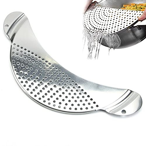 Half-Moon Pan Strainer Pot Drainer Pan Strainer Strainer Colander for Spaghetti Noodles Grease Vegetable Fit