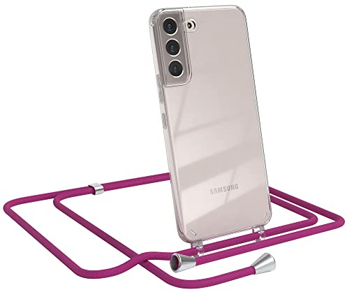 EAZY CASE Handykette kompatibel mit Samsung Galaxy S22 Plus 5G Handyhülle mit Umhängeband, Handykordel mit Schutzhülle, Silikonhülle, Hülle, Stylische Kette für Smartphone, Pink