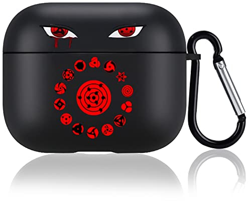 Cool Schutzhülle für Airpods 3rd Generation mit Japanisches Anime Muster, Stoßfeste Silikon Taschen mit Strapazierfähigem Schlüdsselbund für Airpods 3 Generation, Ultradünn, Anti-Rutsch für Männer