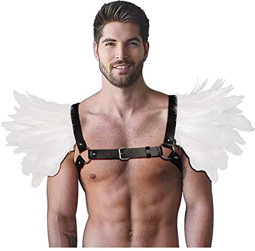 keland Gothic Halloween Kostüm Accessoires Feder Epaulettes Shrug Schulterklappen Schultertuch Schulterumhang für Herren (Z-Weiß)