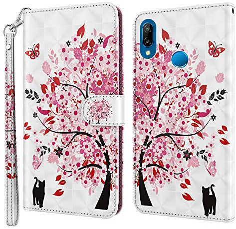 Rapuled Kompatibel mit Huawei P20 Pro Hülle, Handyhülle für Huawei P20 Pro, Leder Wallet Magnet Brieftasche Stoßfest Etui Schutzhülle Lederhülle Klapphülle Tasche Flip Book Case Cover(Baum)