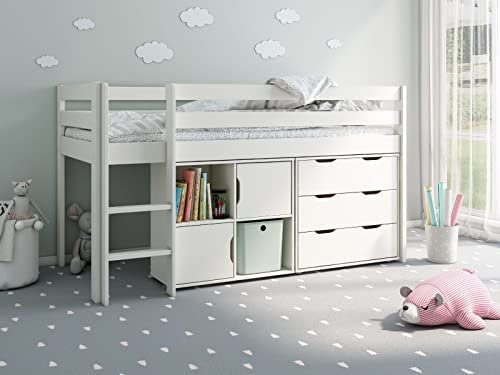 Flair Furnishings Noomi Nora Solid Wood Mid Sleeper Storage Cabin - White