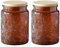 ANSQU Set of 2 Vintage Glass Kitchen Storage Counter Jar, 700ml Candy Jars with Lids, Coffee Container for Ground Coffee, Mason Jar Hold Coffee Beans, Tea, Sugar, Bath Salts & More (Brown, 2 Pack)