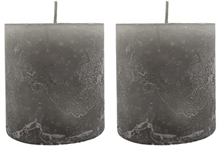 Knüllermarkt 35227 I Stumpenkerzen grau 2er Set Kerzen Dekoration deko gemütlich Flair Gestecke Gesteck Advent Adventskranz Weihnachten Hochzeit Tischdeko