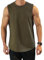 Camiseta sin Mangas para Hombres - Entrenamiento, Culturismo, Deportivo, Gimnasia - Algodón, Corte Músculo - Ejercito Verde M