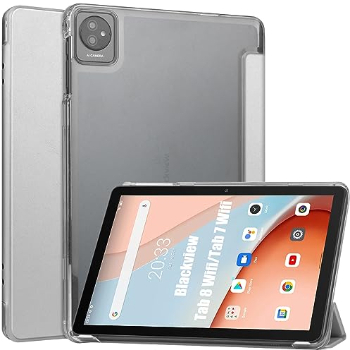 Dlahaby Hülle für Blackview Tab 7 WiFi/Blackview Tab 8 WiFi, PU-Leder und Hard PC Flip Cover mit Standfunktion, Schutzhülle für Blackview Tab7 WiFi/Blackview Tab8 WiFi Tablet, Silber